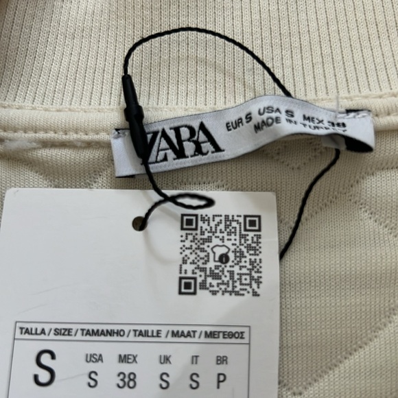 New Zara Men Sweetheart Hearts Sweatshirt 1/4 Zipped Sweater Top S Ecru - Picture 9 of 11